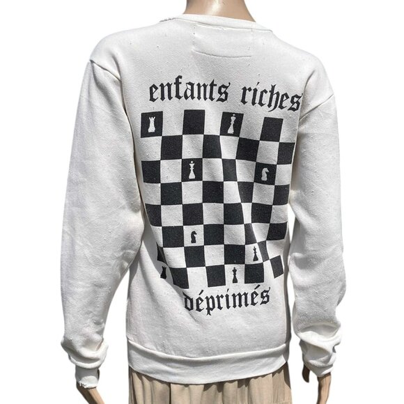 Enfants Riches Deprimes Chessboard Off White Crew Neck Sweatshirt Men's Size XS - Picture 2 of 12